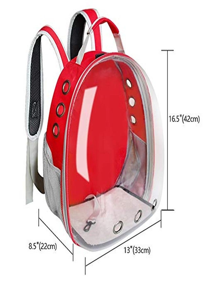Petlicious & More Pet Transparent Cat Carrier Backpack Puppy Kitty Breathable Carriers for Travel Capsule Backpack (Red) - Image 2